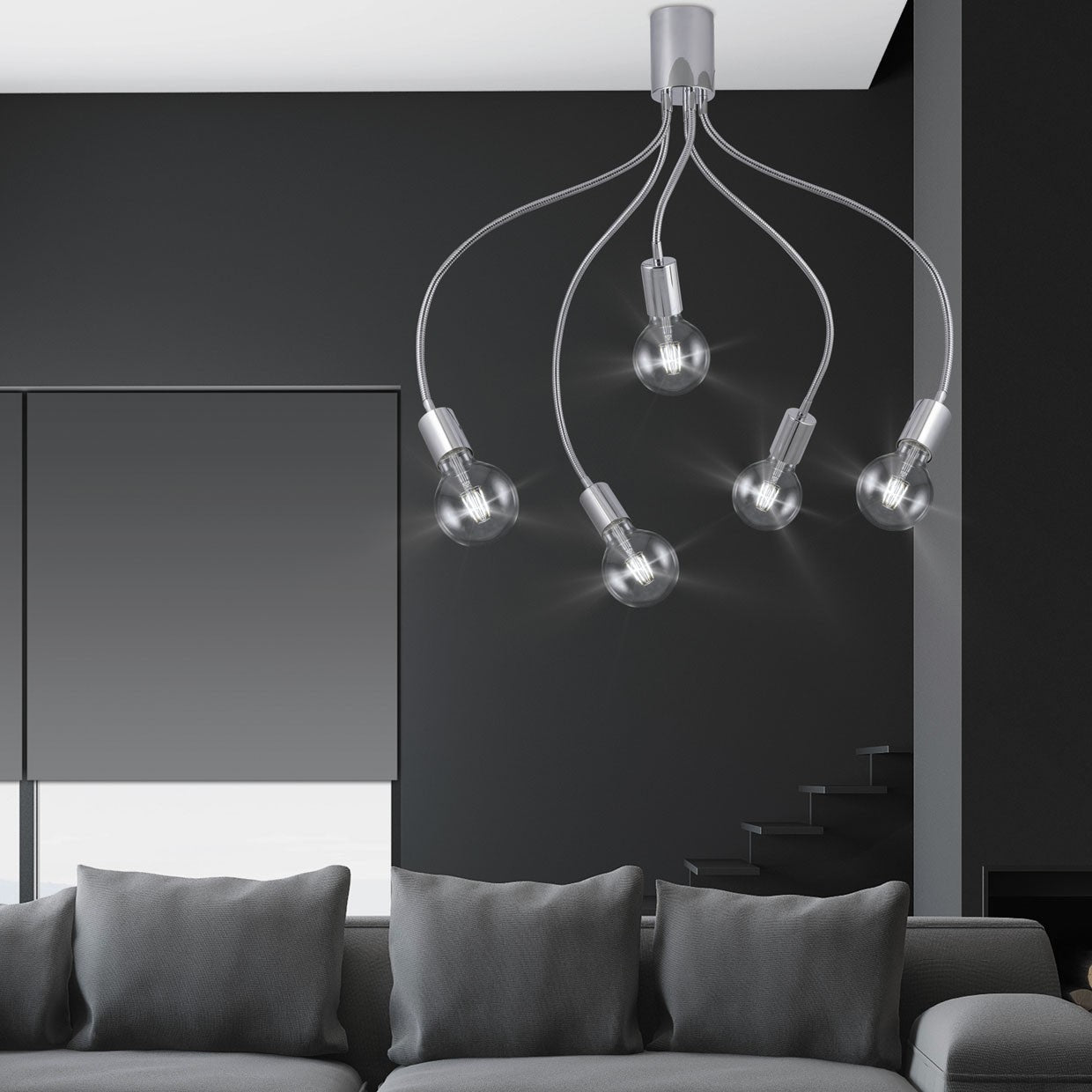 Medidas Plafón Melisa Cromado AJP/Alemar Ref. 60030 - 5x60W E-27. Iluminación elegante para tu hogar.