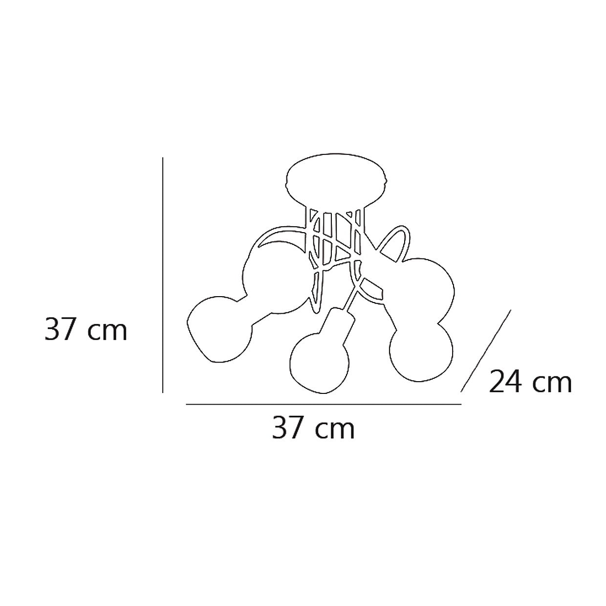 Plafón 5 luces Opal Cuero AJP/Alemar (Ref. 10530): Dimensiones detalladas para una iluminación perfecta en tu hogar.