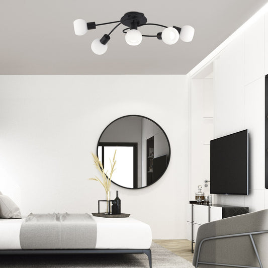 Medidas Plafón 5 Luces Opal Negro Mate AJP/Alemar Ref. 11122 - luzguru.com