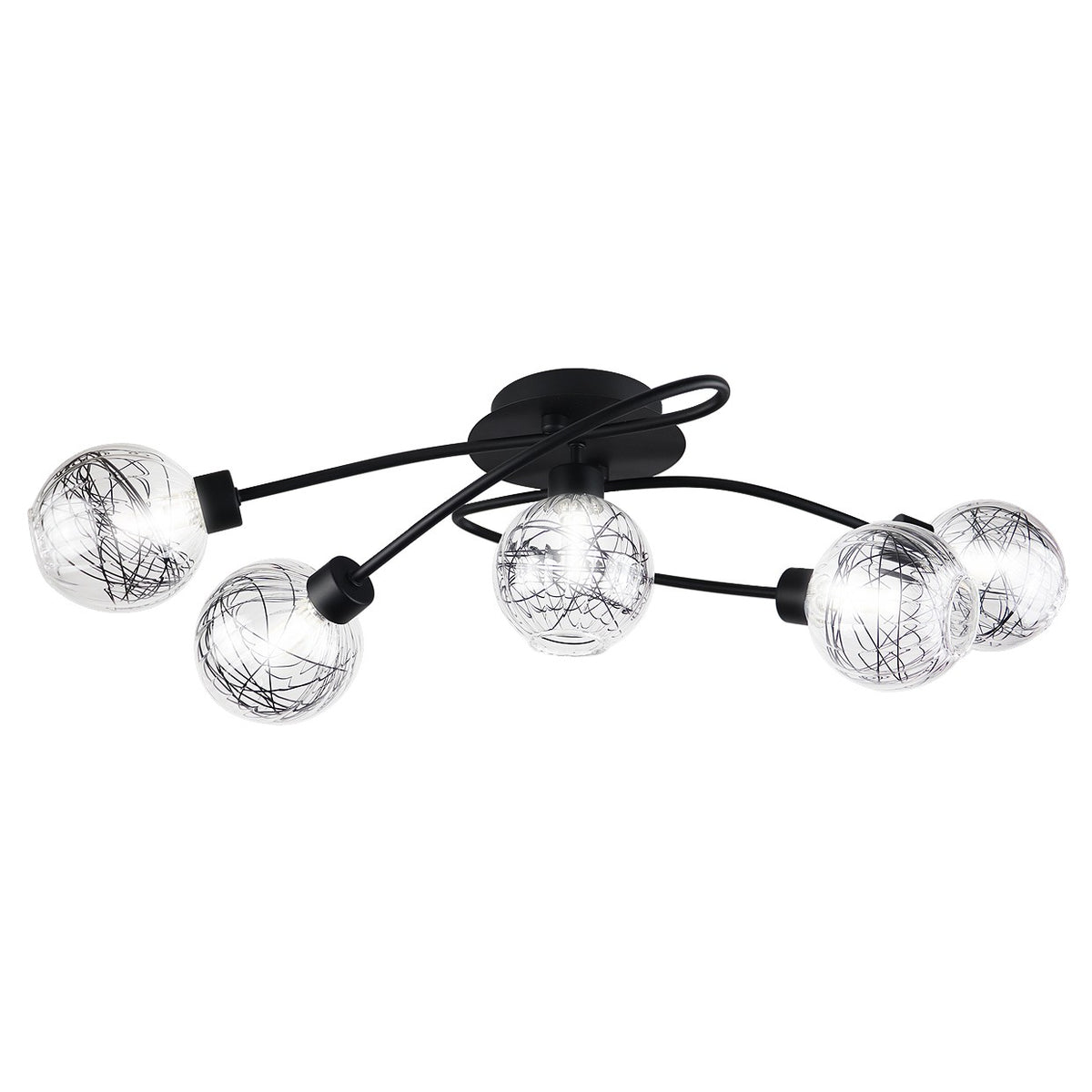AJP / Alemar 11323 - Plafón ROLO Negro 5 Luces G9 - luzguru.com