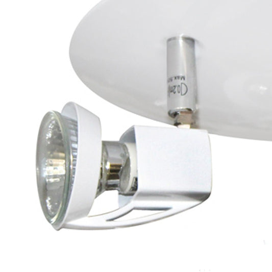Plafón fabricado en acero y zamak color blanco para iluminación interior