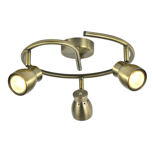 Plafón Chacho fabricado en metal color cuero, foco moderno y elegante