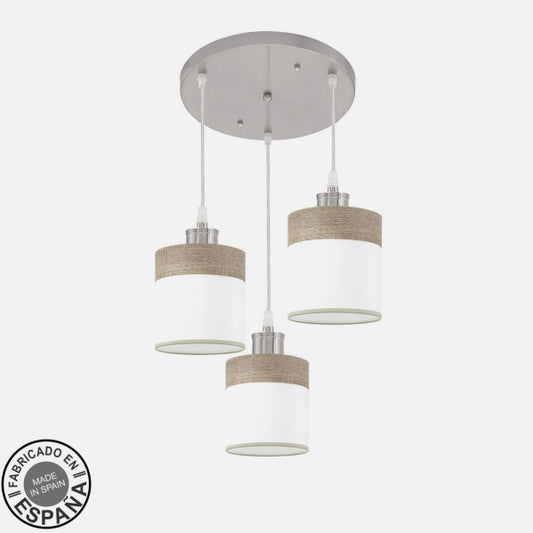 Plafón de Techo Cloe 3xE27 Níquel y Madera Gris Fabrilamp - imagen 2 | Fabrilamp / Abrila