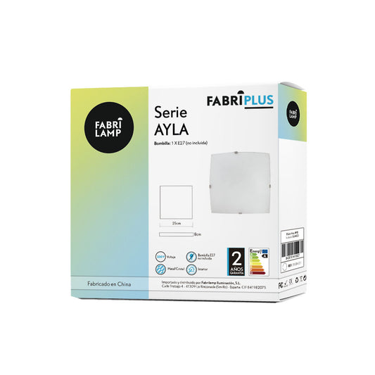 Plafón Ayla fabricado en Metal y Cristal color Blanco