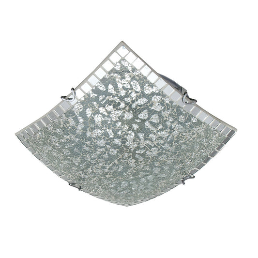 Plafón Tenor fabricado en metal color cromo con mosaico de cristal