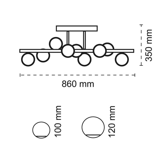Lámpara Boston fabricada en acero color negro y cristal fumé