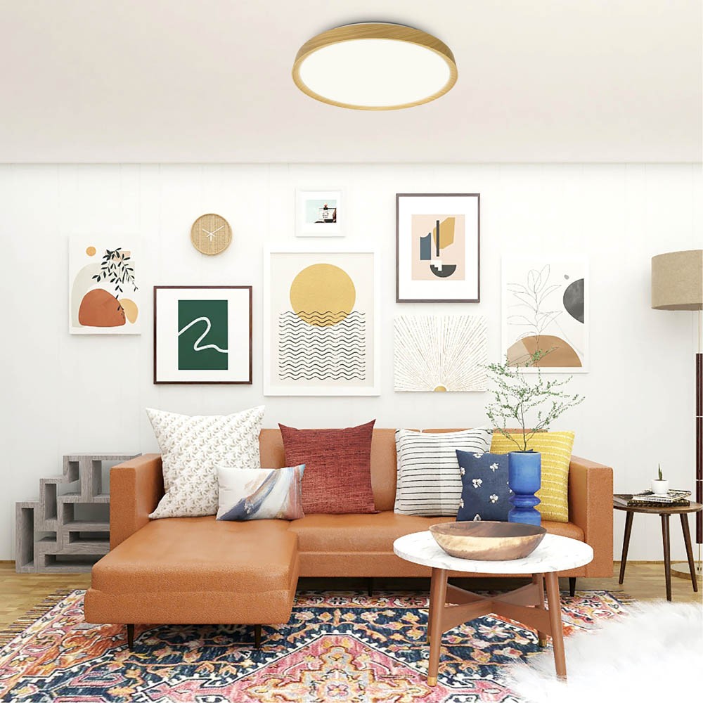 Lámpara de techo con efecto madera ideal para salón