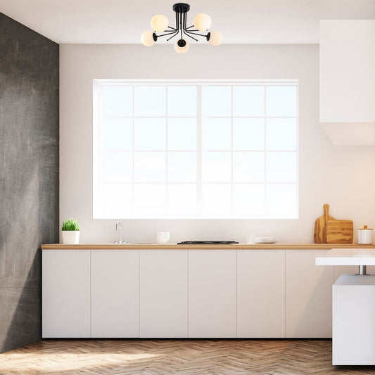 Plafón Model 12 fabricado en Metal y Cristal color Negro