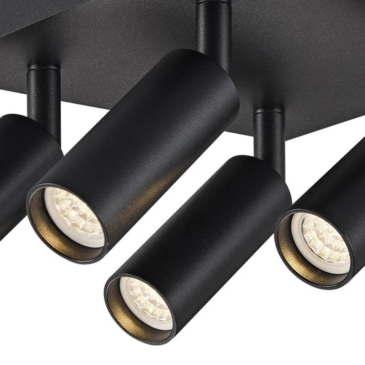 Plafón Slim fabricado en aluminio color negro arenado para una iluminación moderna