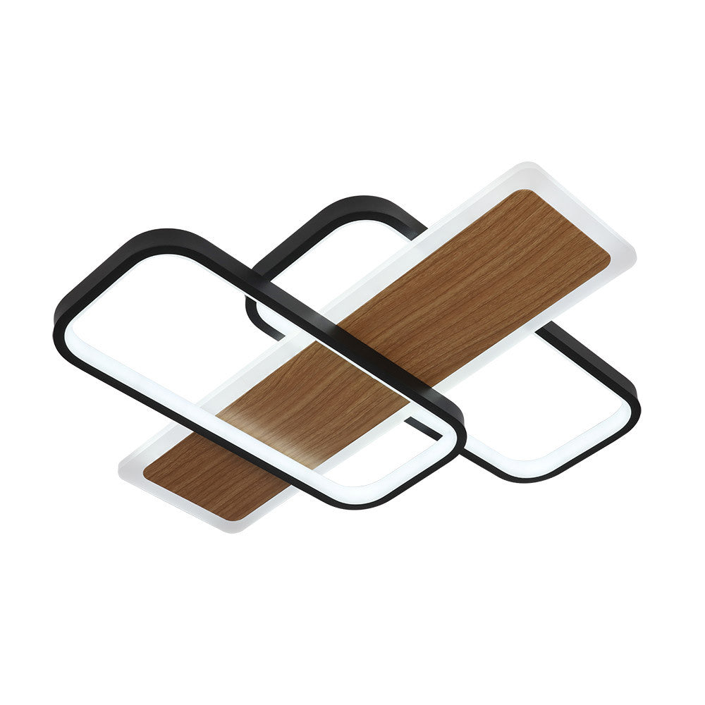 Plafón LED Forqueta Fabrilamp / Abrila diseño moderno negro y madera, referencia 245081209