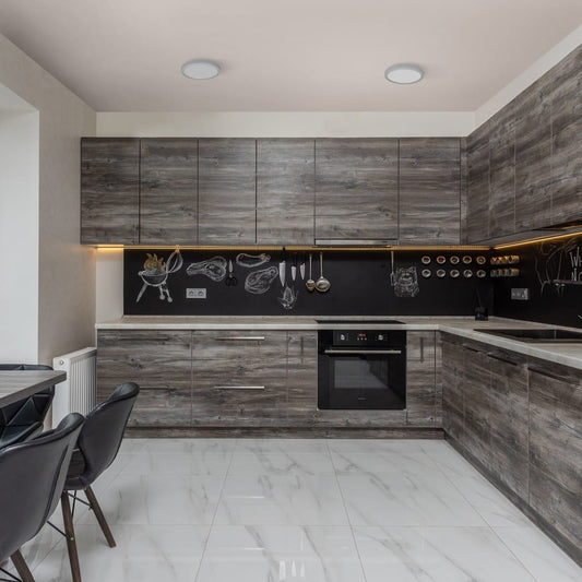 Plafón Know fabricado en aluminio color gris con difusor acrílico