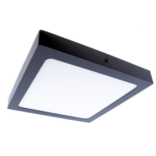 Plafón Gelys fabricado en aluminio color antracita, ideal para baños