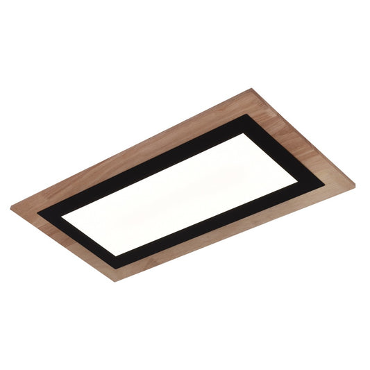 Plafón Hasbi fabricado en aluminio y madera color negro