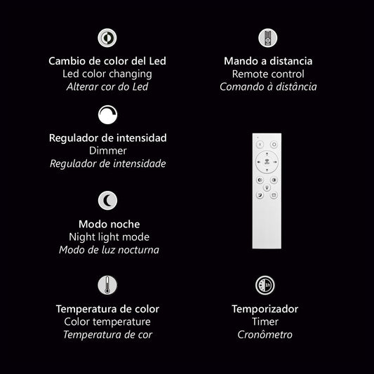 Medidas Plafón LED Tana 11665 AJP/Alemar - Blanco-Madera, luzguru.com