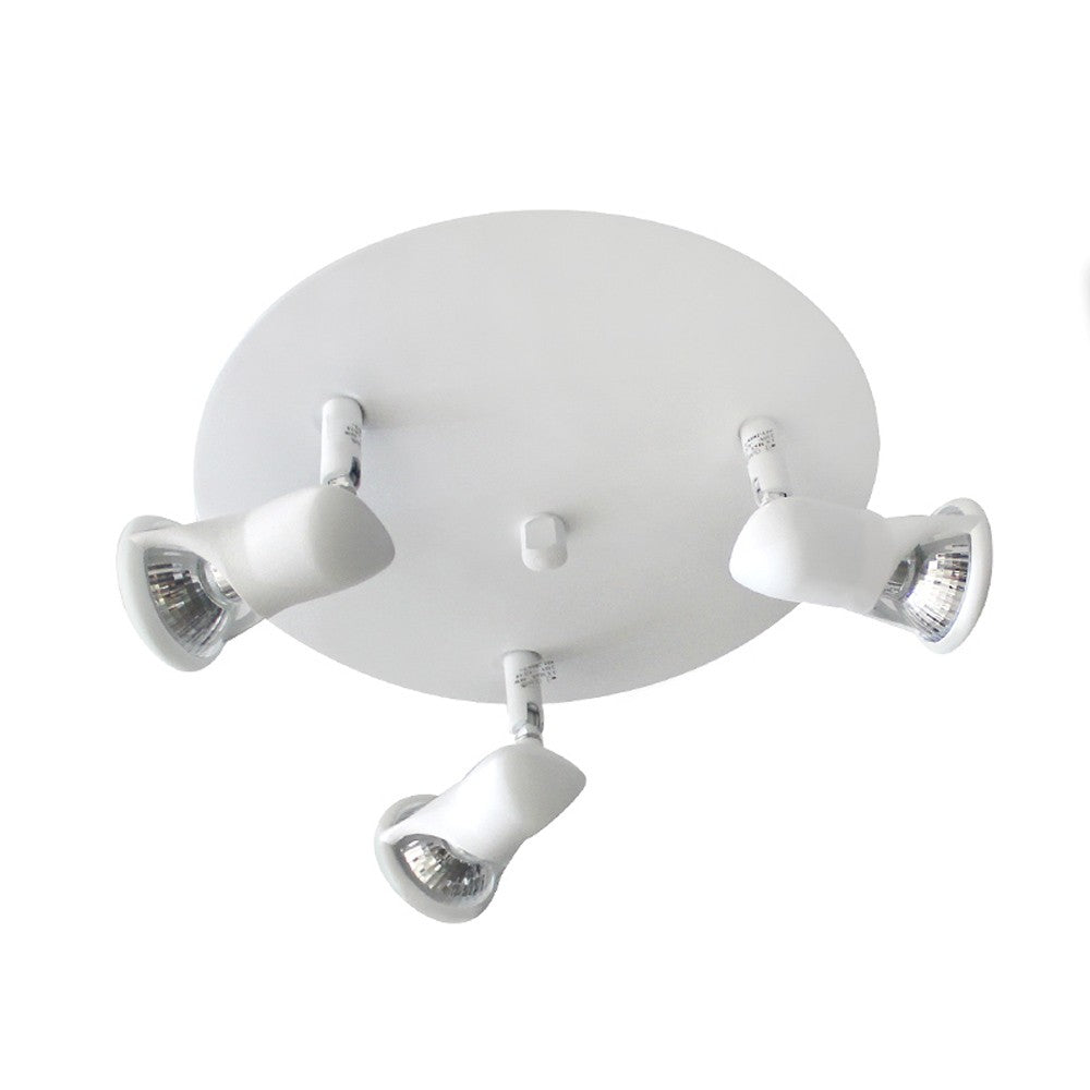 Plafón New Flipper fabricado en ZAMAK color blanco para 3 luces GU10