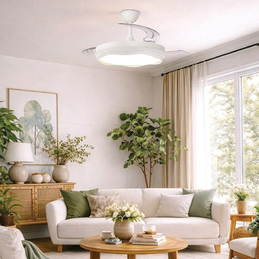 Ventilador de Techo con Luz LED Prius Evo Blanco Aspas Retráctiles CristalRecord - imagen 2 | CristalRecord