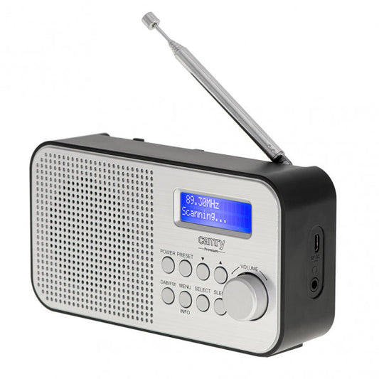 Detalles de la Radio Portátil DAB+ FM Fabrilamp/Abrila P019CR1179: diseño compacto, pantalla LCD, batería 2000mAh, carga Micro USB, toma auriculares, alarma, memoriza 20 emisoras. Colección Tocadiscos y Radios.