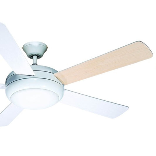 Ventilador Randy fabricado en acero color blanco con palas de contrachapado