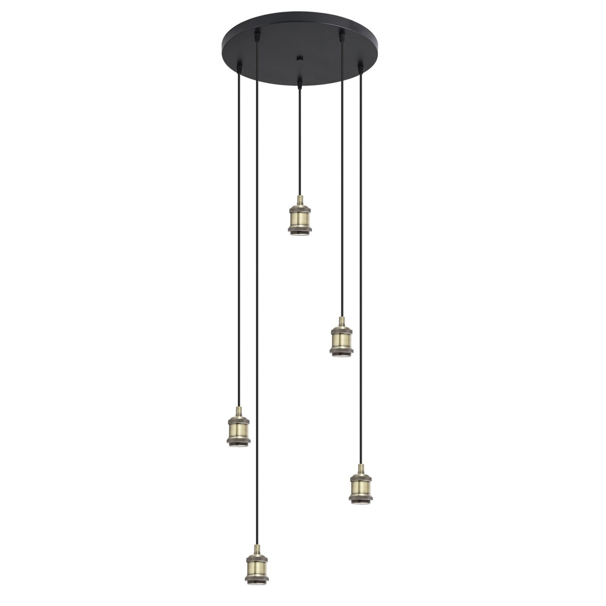 Lámpara Colgante Barolo 5 Luces Negro y Cuero Estilo Industrial AJP - vista principal | AJP / Alemar