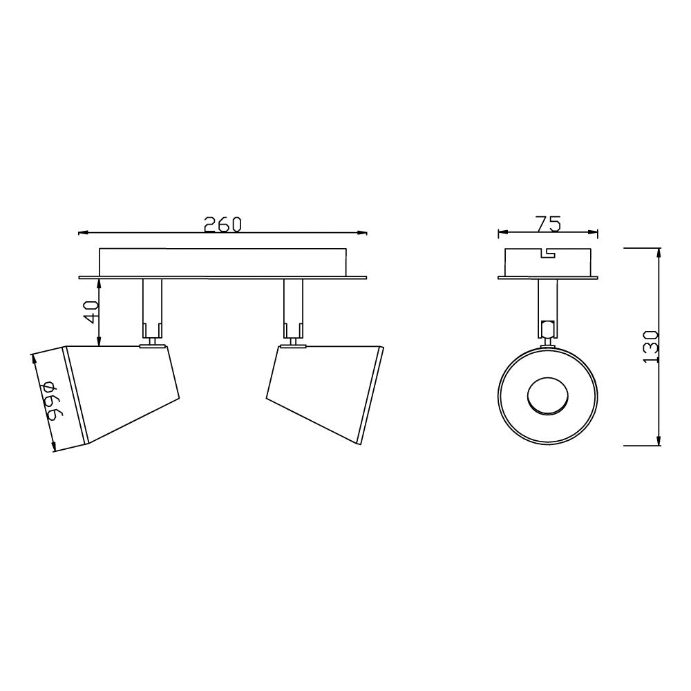 Regleta fabricada en aluminio color níquel con difusor acrílico