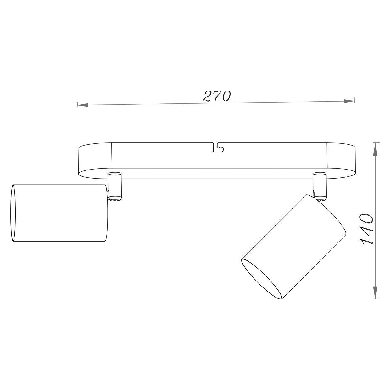 Medidas de la regleta de 2 luces AJP/Alemar ANDY (Ref. 11277) - LuzGuru.com