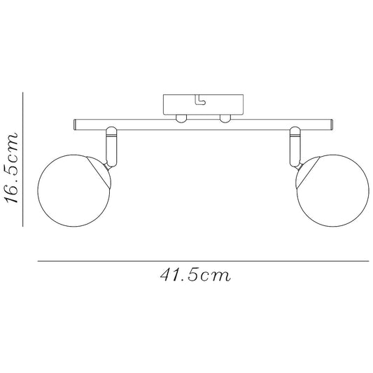 Medidas Regleta 2 Luces Latón AJP/Alemar MIGOS Ref. 11581 - luzguru.com