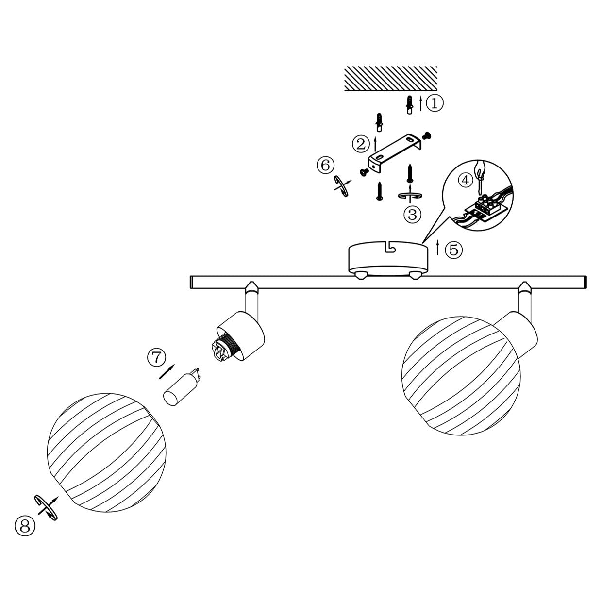 Medidas Regleta ROLO Cuero 2 Luces AJP/Alemar Ref. 10292 - LuzGuru