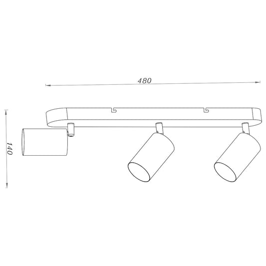 Medidas Regleta 3 Luces ANDY Latón AJP Alemar Ref. 11278 - luzguru.com