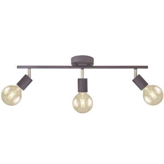 Regleta 3 luces AJP/Alemar Tenor marrón, Ref. 10849. Diseño orientable, portalámparas E-27. Luzgurú.
