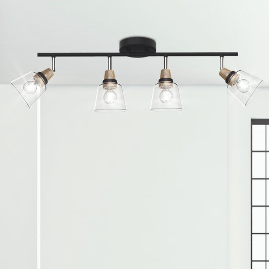 Medidas Regleta 4L Indigo Negra-Madera 4x40W E-14 AJP/Alemar Ref. 11044 - LuzGuru