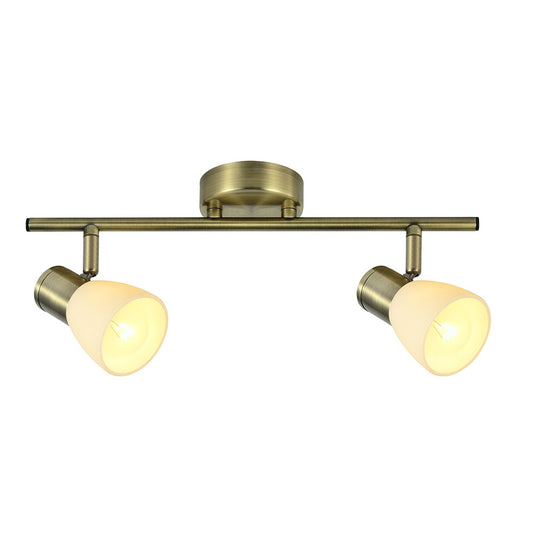 Regleta Cholo fabricada en Metal color Cuero con tulipas de cristal beige