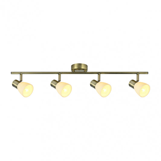 Regleta de 4 Focos Cholo Color Cuero con Tulipas de Cristal Fabrilamp - imagen 2 | Fabrilamp / Abrila