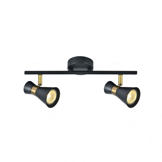 Regleta de Focos Orientables Máximo 2xGU10 Negro y Cuero Fabrilamp - imagen 2 | Fabrilamp / Abrila