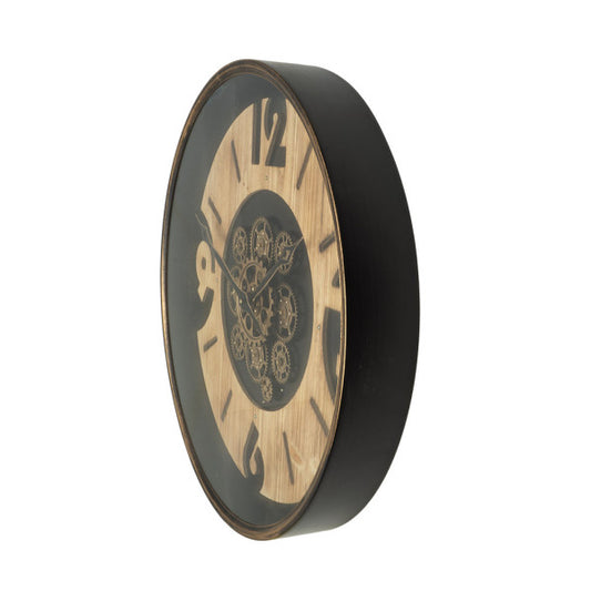 Reloj de Pared Almanzora 60 cm Engranajes Negro Haya y Oro Fabrilamp - imagen 2 | Fabrilamp / Abrila