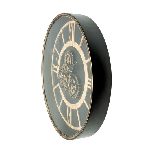 Reloj Durcal fabricado en metal, MDF, ABS y cristal color marrón/haya/oro