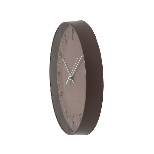 Detalles del Reloj de Pared Lemur Marrón 30cm Fabrilamp/Abrila (Ref. 234613002): Diseño elegante, movimiento continuo, cristal y policarbonato, 30cm diámetro.