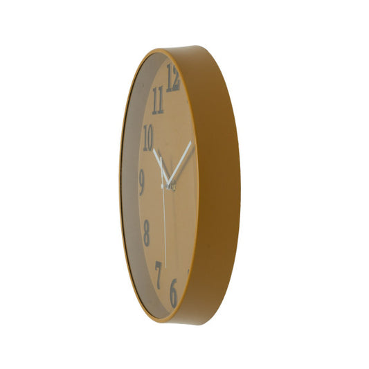 Reloj de Pared Parrot Amarillo 30cm Fabrilamp/Abrila - Ref. 234513050. Detalles del reloj de pared de diseño moderno, con movimiento continuo, cristal y policarbonato. Colección Parrot, LuzGurú.