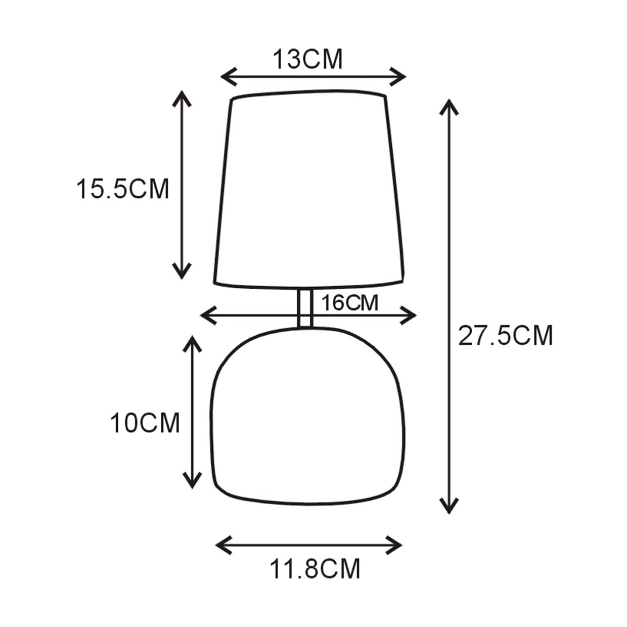 Sobremesa Baxter Azul AJP/Alemar Ref. 11647 - Medidas detalladas de la lámpara de sobremesa de cerámica y tela, 40W E-14. LuzGuru.
