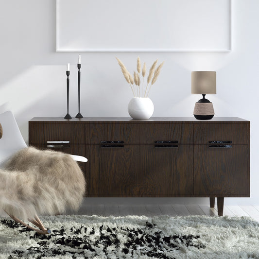 Sobremesa Cerámica Albany Negra/Marrón AJP/Alemar Ref. 11369 - Medidas. Luzguru.com