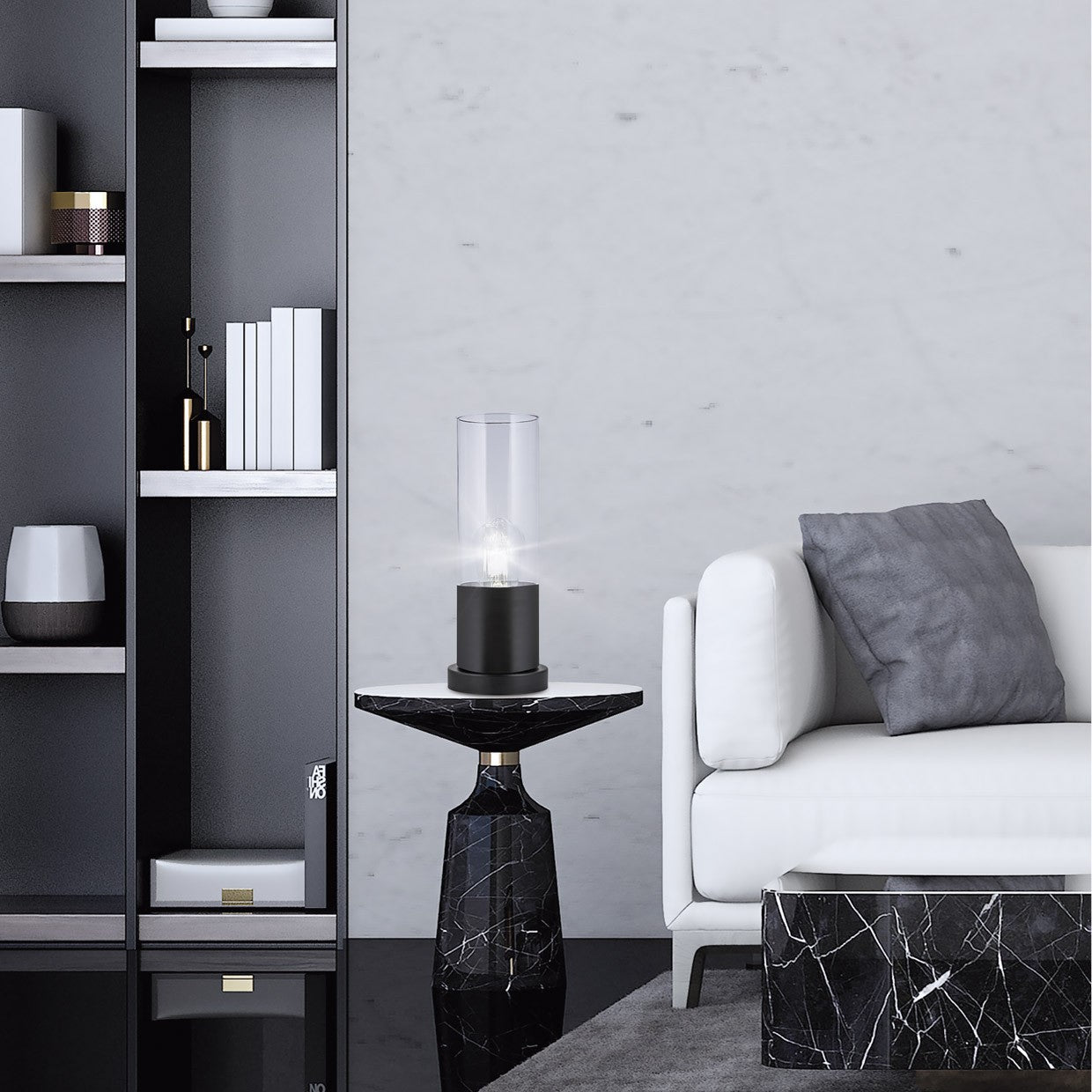 Sobremesa Derek Negra AJP/Alemar (Ref. 60420): Dimensiones detalladas. Elegancia minimalista para tu hogar. LuzGuru.