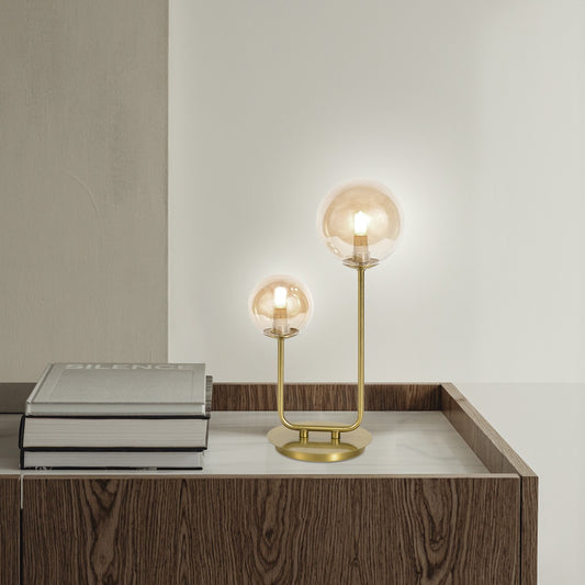 Sobremesa Galaxia Latón Ámbar AJP/Alemar Ref. 11577 - Medidas de la lámpara. Iluminación elegante para tu hogar. LuzGuru.