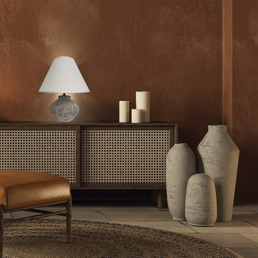 Sobremesa Larry Gris 40W AJP/Alemar - Ref. 11652 - Medidas de la lámpara. Luzguru.com