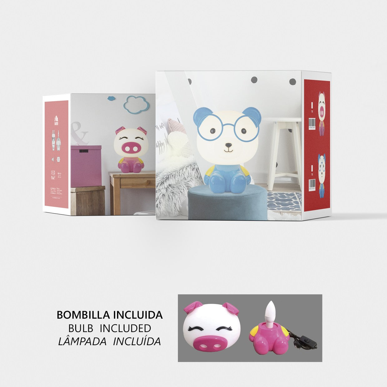 Sobremesa Cerdito Rosa AJP/Alemar (Ref. 11759): Dimensiones detalladas. Ilumina la habitación infantil con estilo, bombilla incluida. Envío rápido y seguro en luzguru.com