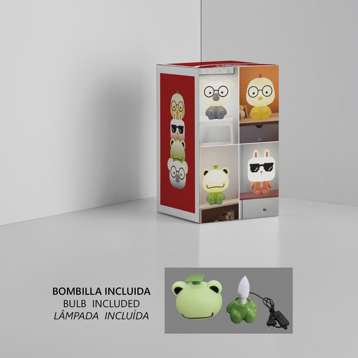 Sobremesa Maskota Ranita Verde AJP/Alemar (Ref. 11760): Dimensiones detalladas. Ilumina la habitación infantil con estilo y seguridad. Bombilla incluida. LuzGuru.