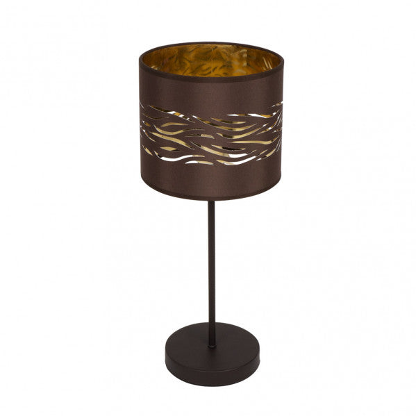 Lámpara de Sobremesa Niebla 43 cm Pantalla Calada Marrón y Oro Fabrilamp - vista principal | Fabrilamp / Abrila