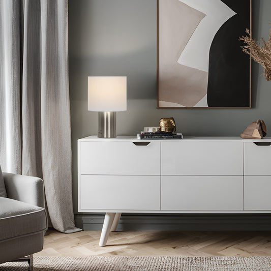 Sobremesa Oria Niquel Satinado AJP/Alemar Ref. 11628 - Medidas detalladas. Luzguru.com