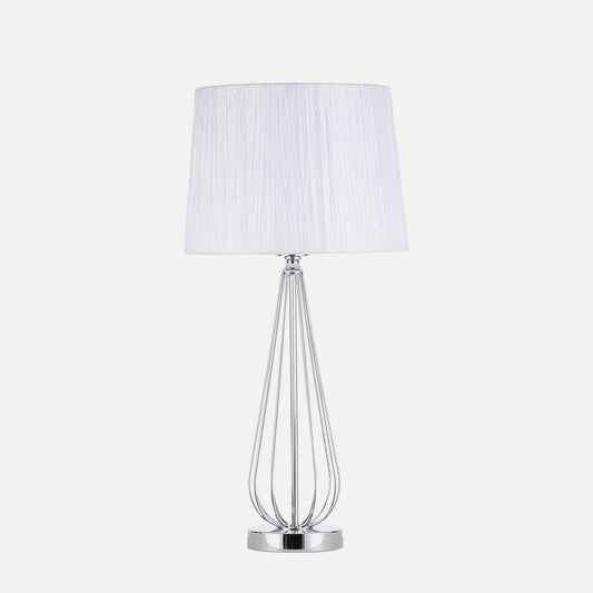 Lámpara Robina fabricada en metal cromado, color blanco, ideal para iluminar interiores con estilo