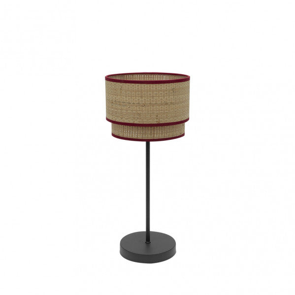 Lámpara de Sobremesa Roque 41 cm Arpillera Natural y Rojo Fabrilamp - vista principal | Fabrilamp / Abrila