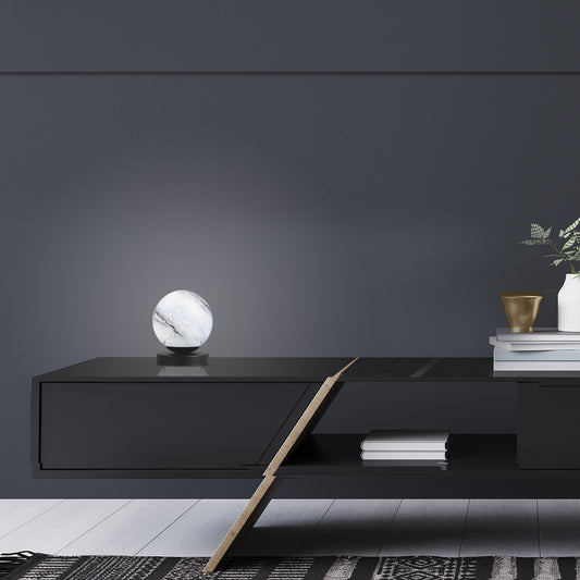 Sobremesa Salem Negra 40W E-14 AJP/Alemar (Ref. 11236) - Medidas detalladas. Iluminación elegante y eficiente de LuzGuru.