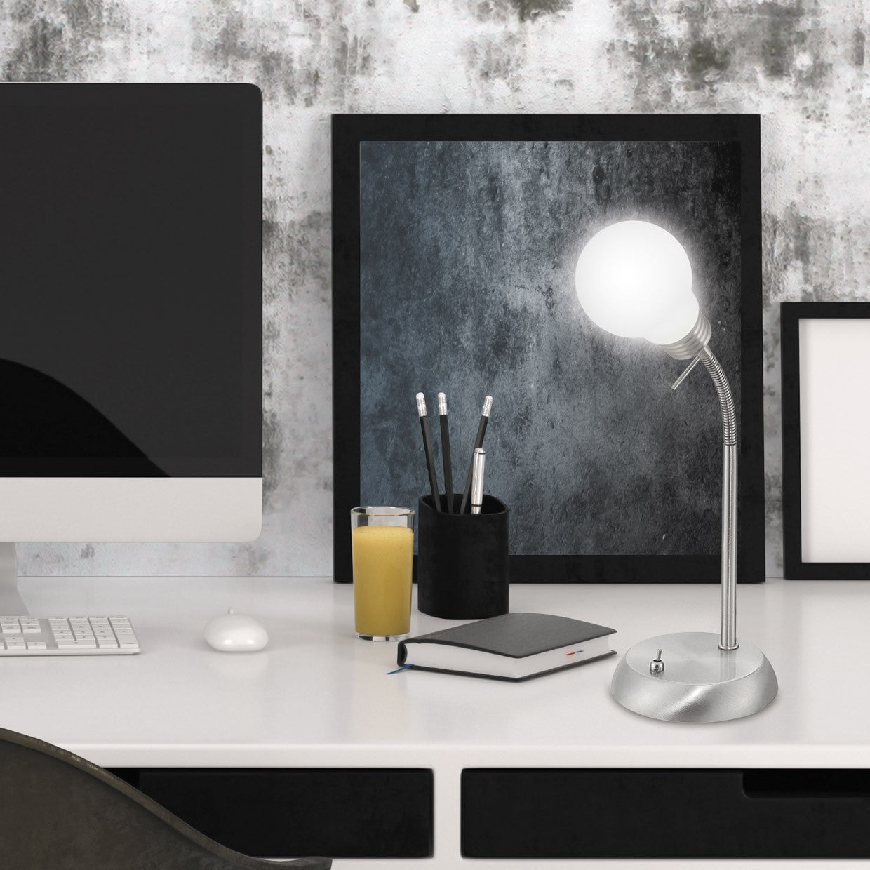 Sobremesa Sique Níquel Satinado AJP Alemar 10724 - Medidas lámpara sobremesa diseño único metal cristal luzguru.com